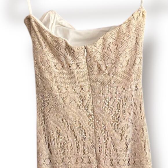 Y2K Jessica McClintock Gunne Sax Millennium Prom Lace Sequin Strapless Maxi XS - Picture 8 of 11